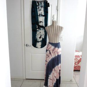 Lot 2 Tie Dye Maxi Skirts Teal Black Grey Pink